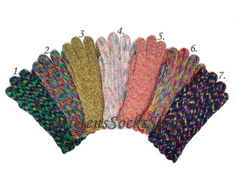 Crocheted Women's Finger Gloves: Rainbow Wool Arm Warmers