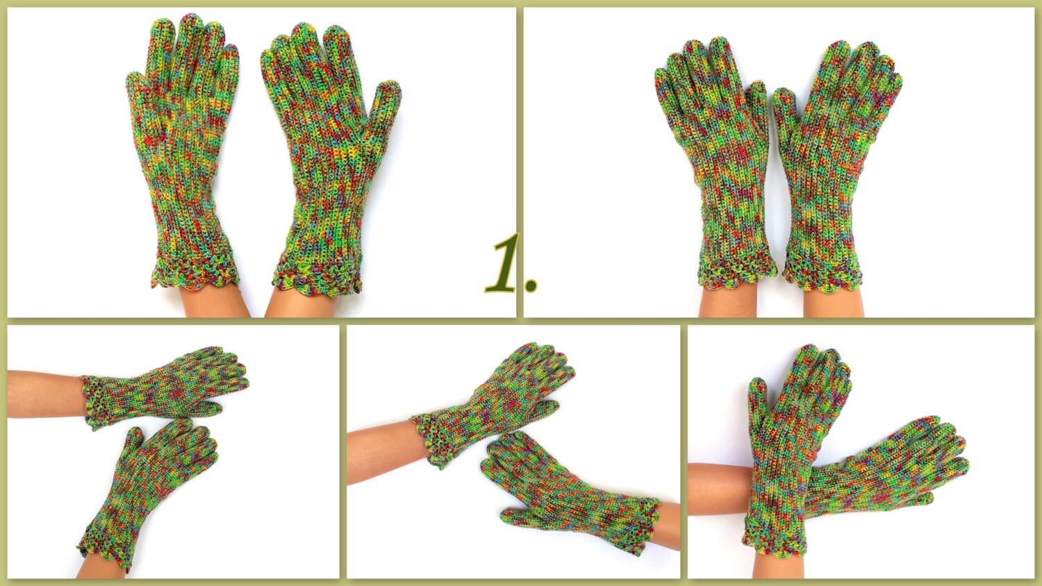 Gloves With Fingers, Crochet Gloves With Fingers, Rainbow Womens Gloves