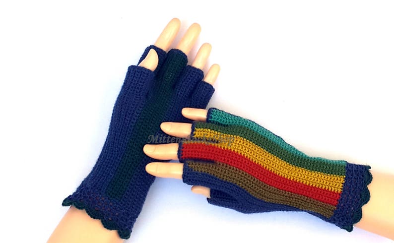 Rainbow Half Finger Gloves Women/'s Half Finger Gloves Crochet Half Finger Gloves Wrist Warmers Hand Warmers Arm Warmers Fingerless Gloves