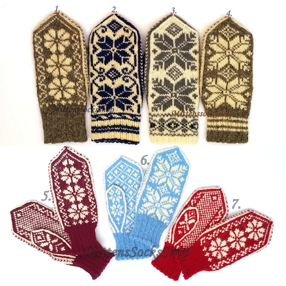 Nordic Mittens Hand Knitted Wool Mittens Norwegian Mittens Etsy