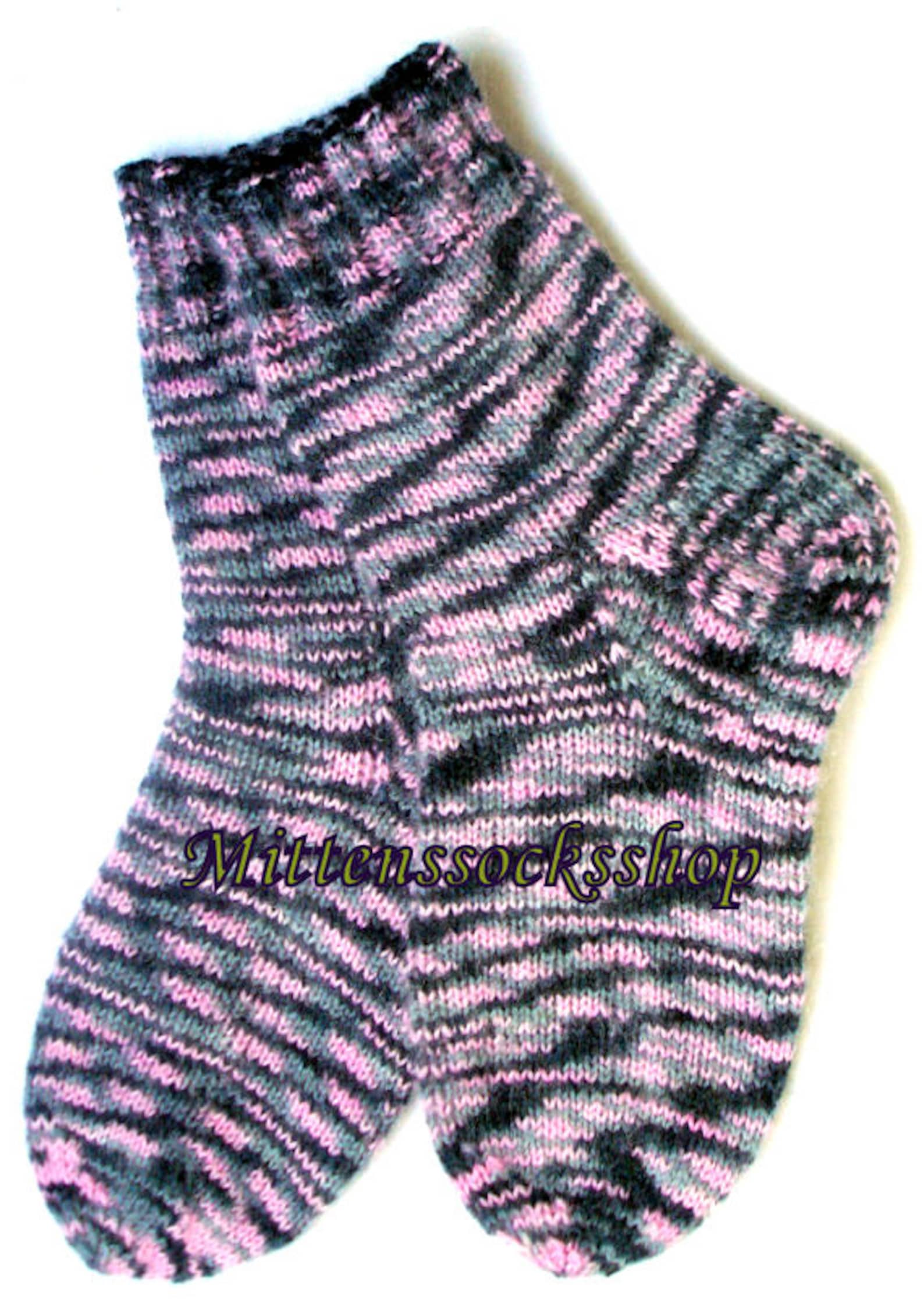 Purple Gray Black Socks, Hand Knitted Socks, Wool Socks, Sleeping Socks
