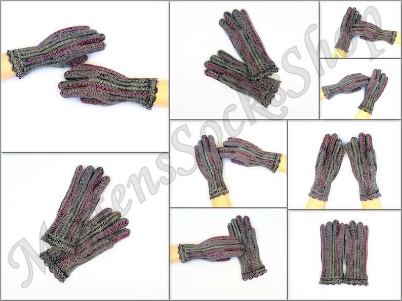 Purple Gray Black Gloves with Fingers Women's Gloves Etsy