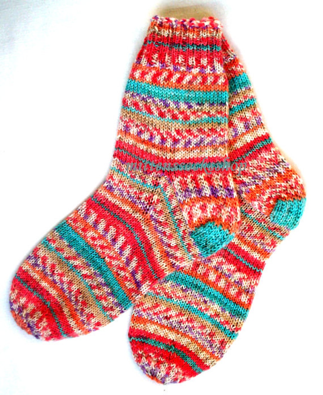 Red White Blue Hand Knitted Socks, Very Warm Socks From Sock Yarn With Mohair, Red Womens Socks