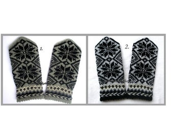 Hand Knit Gray Black Mittens, Latvian Mittens, Gray Black Gloves, Scandinavian Mittens, Knit Wool Mittens, Knit Wool Gloves, Adult Mittens