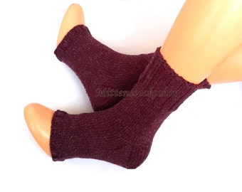 Handgestrickte Yoga Socken mit Ferse aus Wolle und Mohair, Flip Flop Socken, Sommersocken, Tanzsocken, Pilates Socken, Pediküre Socken, Fußwärmer