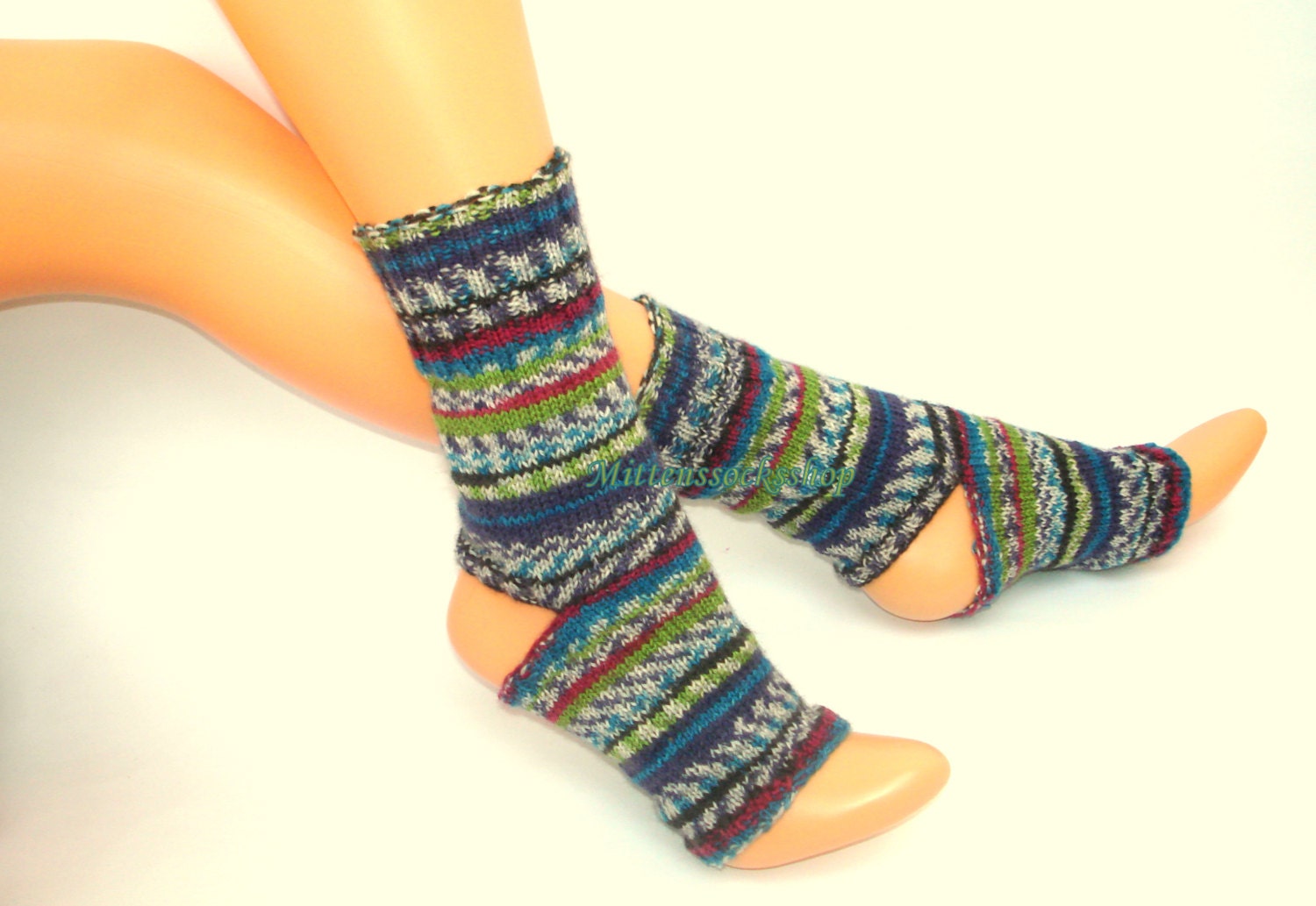 NEW Yoga Socks, Rainbow Pilates Socks, Knit Yoga Socks With Heel