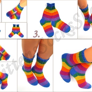 Hand Knit Rainbow Socks, Adult Socks, Warm Socks, Bright Socks, Colorful Striped Womens Socks, Winter Socks for Mens, Girls Socks, Gift idea image 5