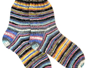 Multicolor Hand knitted Socks, Warm Socks from Sock Yarn with Mohair, Striped Womens Socks, Mohair Socks, Sleeping Socks, Winter socks, Gift