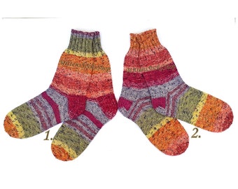 Multicolor Hand Knit Socks, Rainbow Socks, Womens Socks, Striped Girls Socks, Mens Athletics Socks, Winter Socks, Gift for Her, Gift For Him