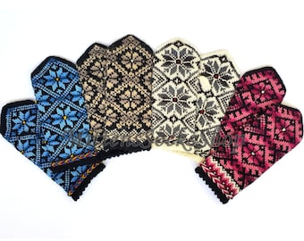 Hand Knit Wool Mittens, Latvian Mittens, Scandinavian Mittens, Adult Mittens, Wool Gloves, Nordic Mittens, Winter Gloves, Colorful Mittens