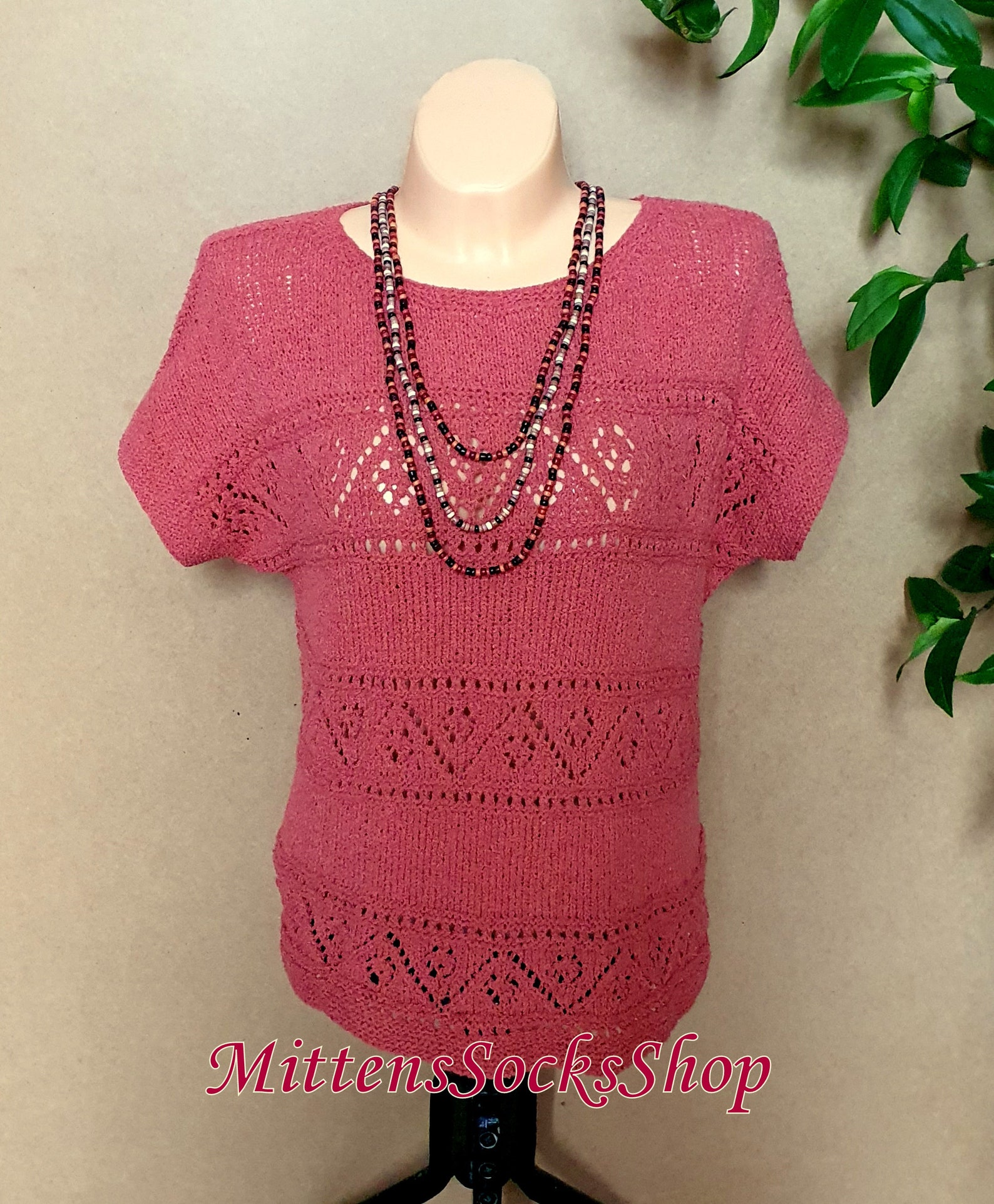 Hand Knit Lace Top Cotton Lace Sweater Salmon Pink Top Knit Etsy