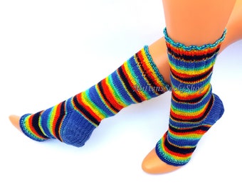 Gestrickte Yoga Socken mit Ferse, Damen Yoga Socken, Geschenke für Sie, Tanz Socken, Sommer Socken, Pilates Socken, Pediküre Socken, Fußwärmer