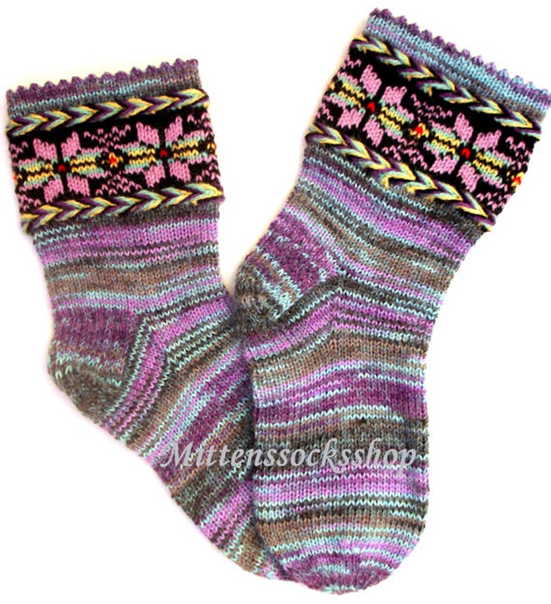 Purple Gray Hand Knit Socks, Warm Socks from Sock Yarn with Mohair, Patterned Socks, Mohair Socks, Womens Socks, Mens Socks, Winter Socks image 5