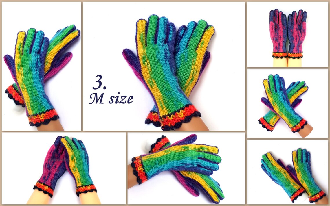 Rainbow Gloves With Fingers Womens Wool Gloves With Fingers Etsy