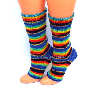 Knit Rainbow Yoga Socks With Heel Womens Yoga Socks Gifts - Etsy