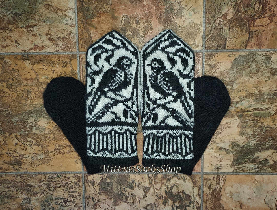 Hand Knit Double Mittens Songbird Mittens With Mohair Lining Etsy