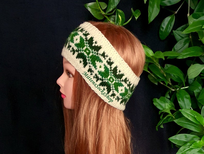 Hand Knit Nordic Headband Ear Warmer Fair Isle Headband Etsy