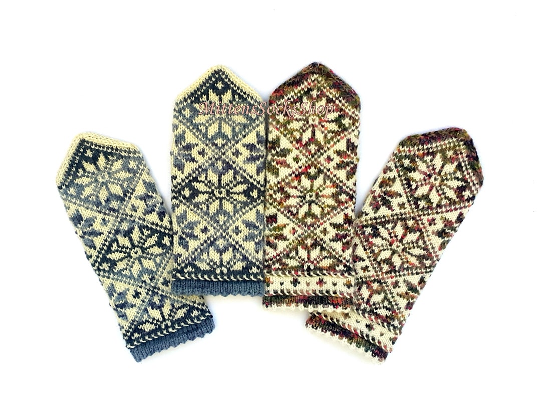 Hand Knit Mittens Latvian Mittens Hand Knit Gloves Etsy