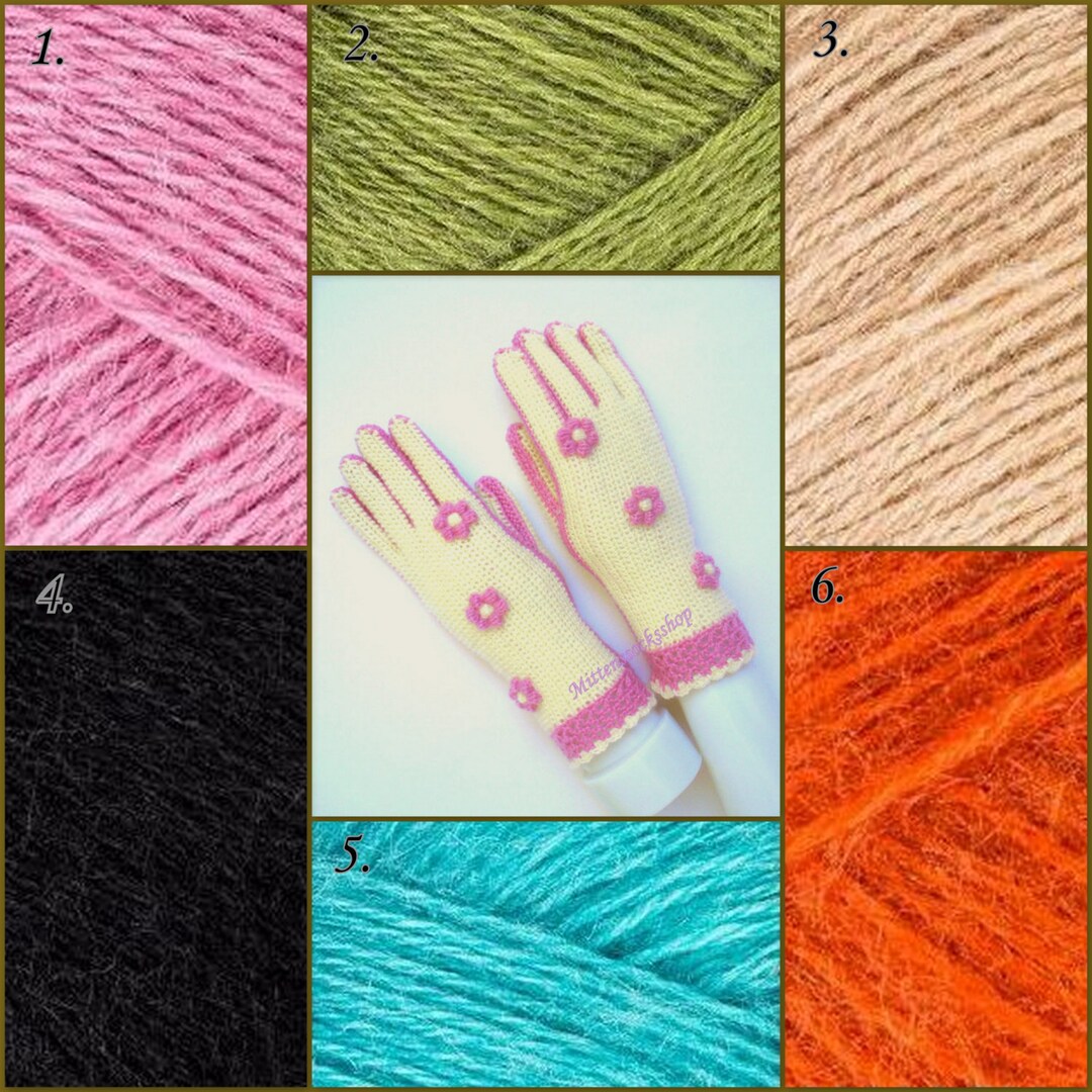 Crochet Gloves With Fingers, Wool Finger Gloves, Colorful Womens Gloves