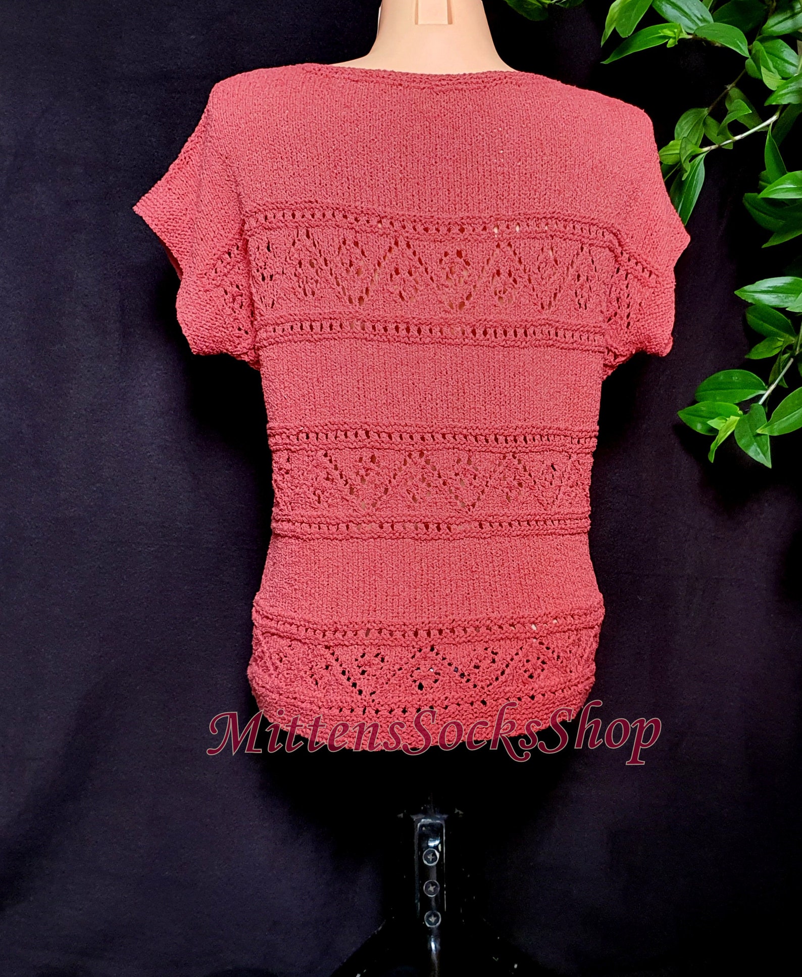 Hand Knit Lace Top Cotton Lace Sweater Salmon Pink Top Knit Etsy