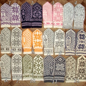 Mitones nórdicos, Mitones de lana tejidos a mano, Guantes de lana tejidos, Mitones noruegos, Guantes escandinavos, Guantes cálidos, Guantes de invierno, Mitones unisex