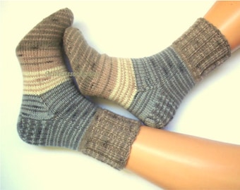 Beige Gray White Socks, Hand Knitted Socks, Beige Gray Womens Socks, Beige Girls Socks, Mens Socks, Athletic Socks, Winter Socks, Warm Socks