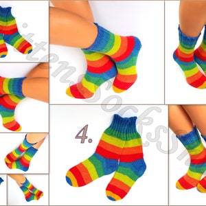 Hand Knit Rainbow Socks, Adult Socks, Warm Socks, Bright Socks, Colorful Striped Womens Socks, Winter Socks for Mens, Girls Socks, Gift idea image 6