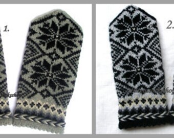 Gray Black Wool Mittens Gray Black Wool Gloves Hand Knitted Wool Mittens Hand Knitted Wool Gloves Warm Mittens Latvian Mittens with Pattern