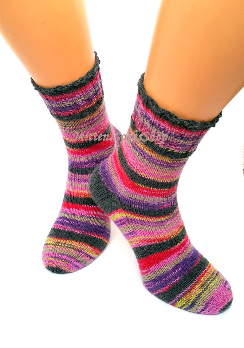 Hand Knitted Rainbow Socks Women's Socks Girl's Socks - Etsy