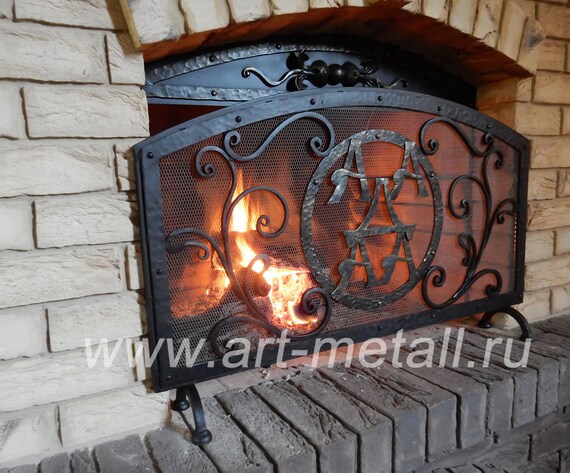 Wrought Iron Fireplace Screen Fireplace Doors Etsy