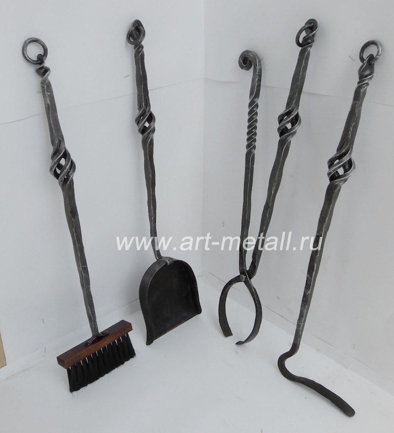 Wrought Iron Fireplace Tool Set Fireplace Tongs Fire Poker Etsy