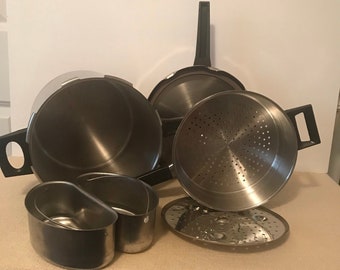 Vintage Dura-Ware Stainless Steel Pressure Cooker with Accessories