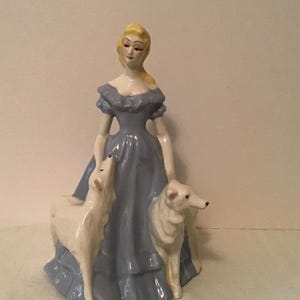 Mid-Century California Pottery Brayton Laguna Lady & Russian Wolfhounds Planter 1943
