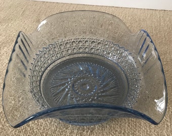 Imperial Glass Co Huckabee #666 Pattern Cane & Flute Serving Bowl, Pretty Blue, Collectible,