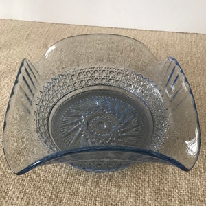 Imperial Glass Co Huckabee 666 Pattern Cane & Flute Serving Bowl, Pretty Blue, Collectible, image 1