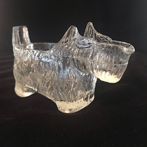 L.E. Smith Scottie Dog Cream Pitcher, Vintage Clear Glass, 1930’s Post Grape Nut Flakes, Man’s Best Friend, Canine, Family Pet, Dog Lover