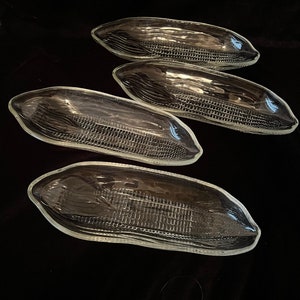 Vintage Pilgrim Pressed Glass Corn on The Cob Holders, Set of 4, Mid Century,