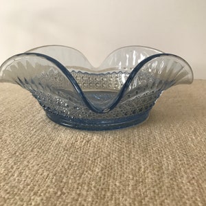 Imperial Glass Co Huckabee 666 Pattern Cane & Flute Serving Bowl, Pretty Blue, Collectible, image 3