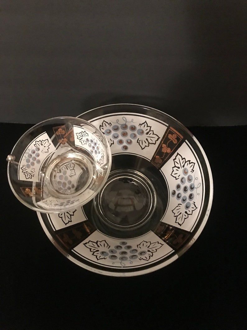 Anchor Hocking 3 Pc Chip and Dip Set 22KT Golden Grapes Etsy