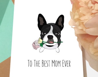 For Mother in Law Dog Note Cards Letter Writing Set New Client Idea Funny Christmas Card Ephemera Kit Groomsman Invite Boston Terrier