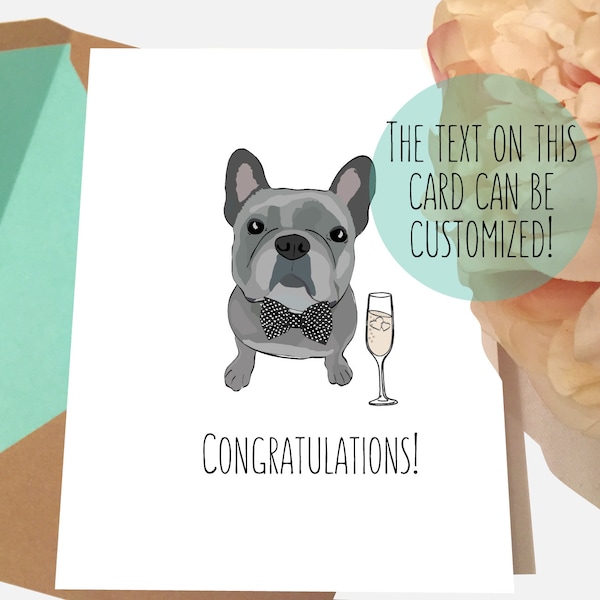 Dog Wedding Cards | Frenchie Card | Congratulations | French Bulldog I Love Card | Dog Lover Gifts