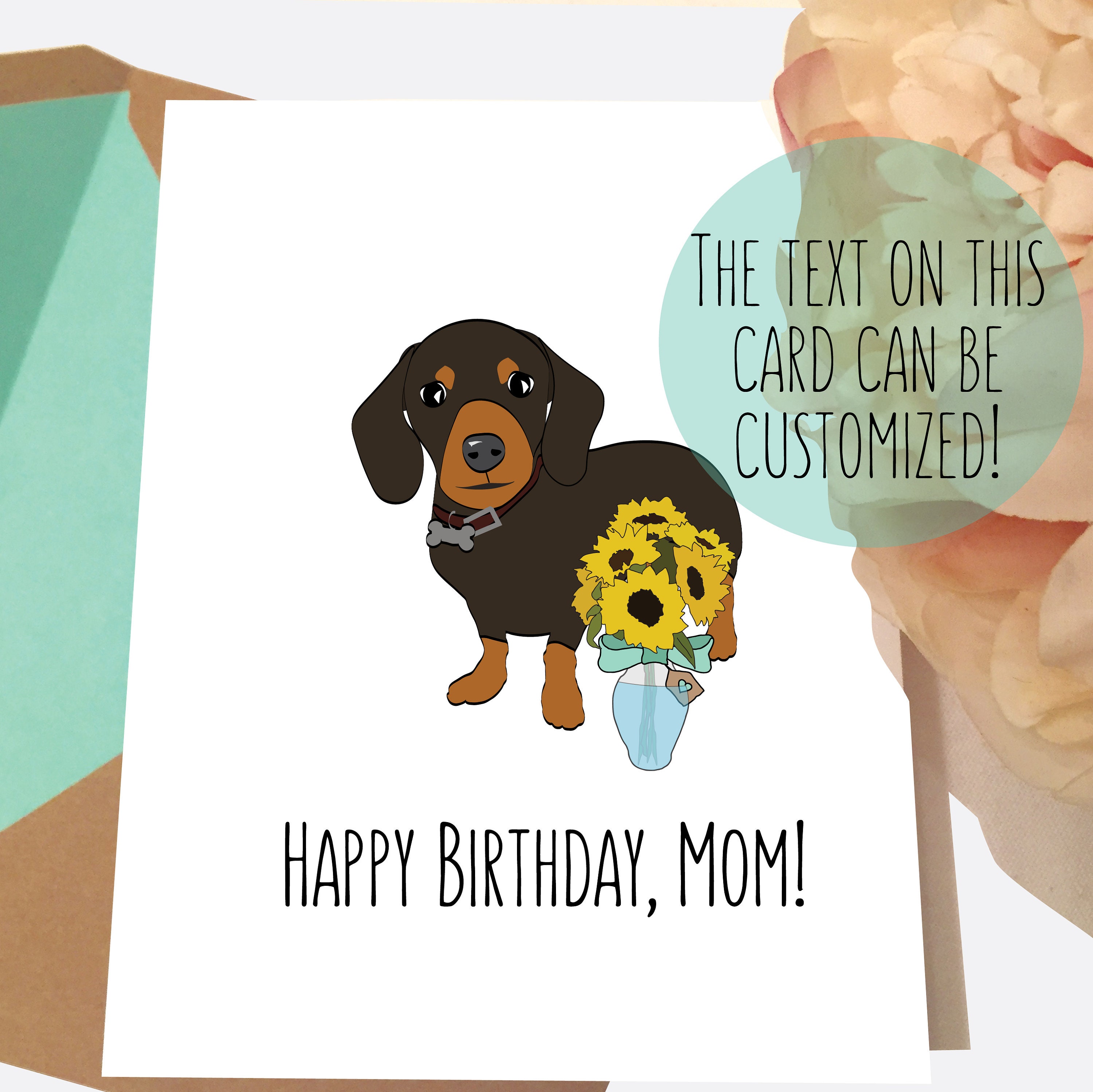 Dog Mom Birthday Card Dachshund Card Happy Mother's | Etsy