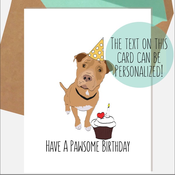 Red Nosed Pitbull Birthday Card | Pawsome Birthday