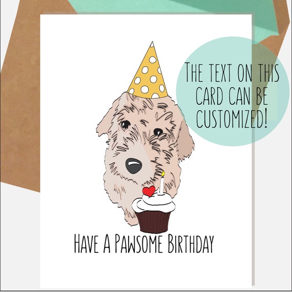 Carte Golden Doodle Fr Carte D Anniversaire De Chien Etsy
