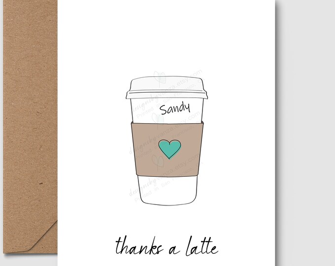 Coffee Thank You Cards | Thanks a Latte - Etsy