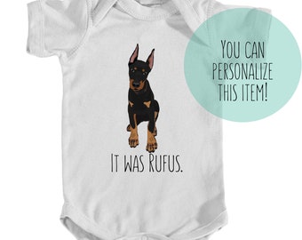 Custom Doberman Dog Baby Onesie Doberman Gift New Mom Gift Personalized Onesie Toddler Dog Shirt Doberman Baby Shower Gift