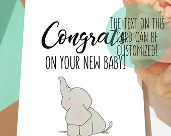 Elephant Baby Shower Card | Congrats On Your New Baby | Baby Shower Gift
