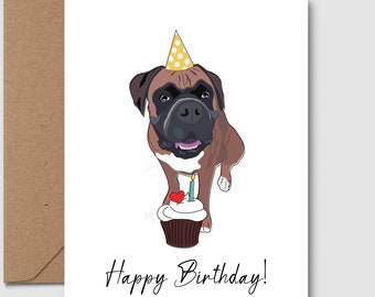 Boxer Birthday Card | Happy Birthday | Personalized Dog Cards