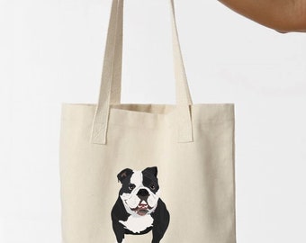 Tote Bag Bouledogue anglais noir et blanc