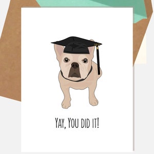 Tan Frenchie Dog Graduation Card | Congrats 2021 Grad